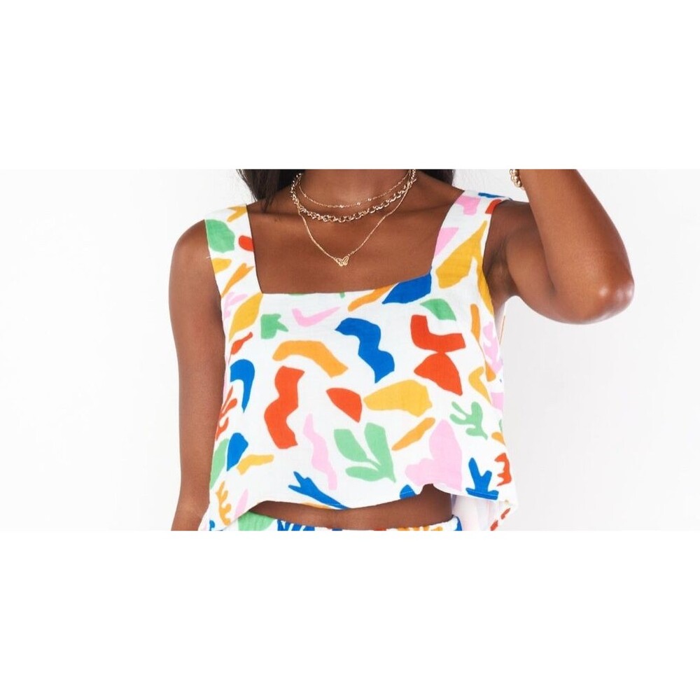 Show Me Your Mumu Tara Crop Top Women’s L Multicolor Boho Primary Paradise NWOT - Picture 1 of 9
